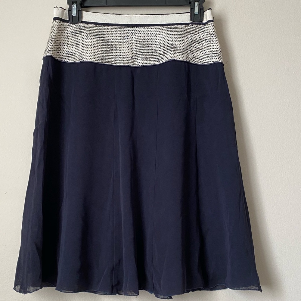 Dark Navy and cream a-line skirt